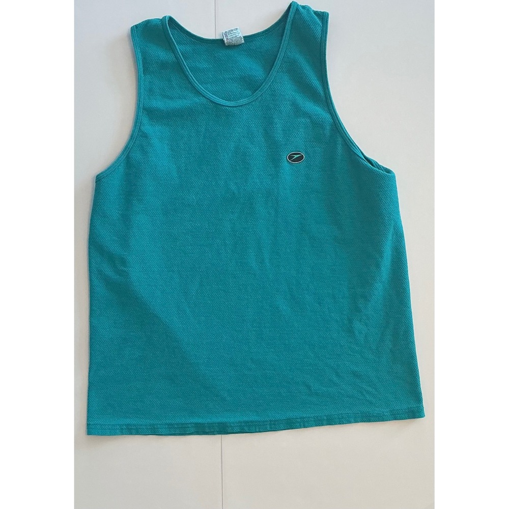 VTG USA Made Speedo Teal Mesh Athletic Tank Top Mens XL 90s Gym‎ Workout